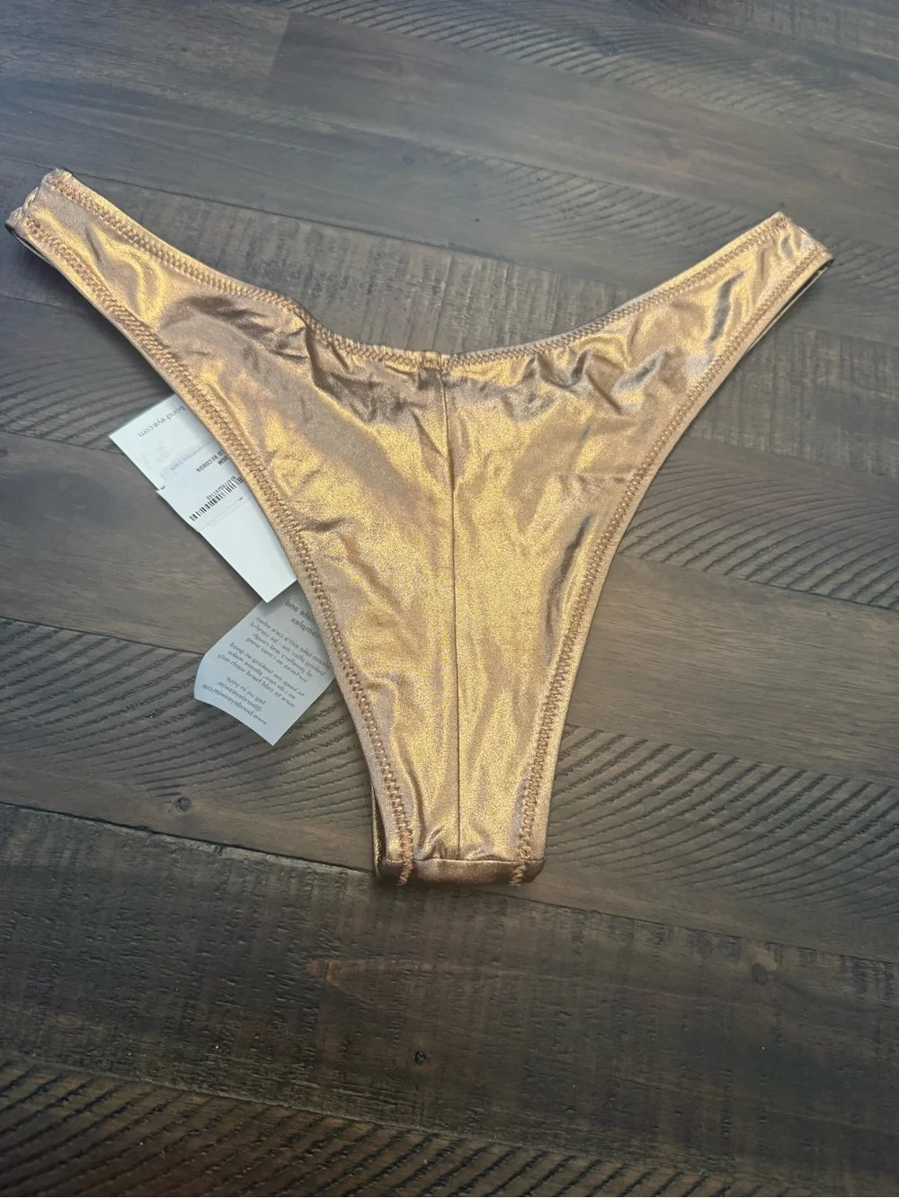 Bond-eye Gold Metallic High‑Cut Bikini Bottoms